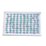 Turquoise (Synthetic) Rings Platinum Mixed Size - 100 Pcs Boxed